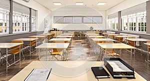 Bright and modern classroom interior