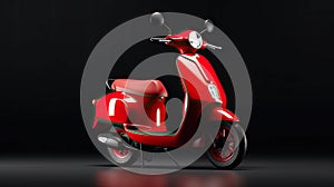 bright modern delivery motorbike or scooter with courier box on back. ai generated