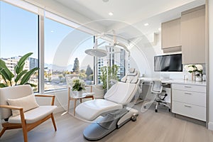 Bright, Modern Dental Office Interior with Comfortable and Professional Atmosphere