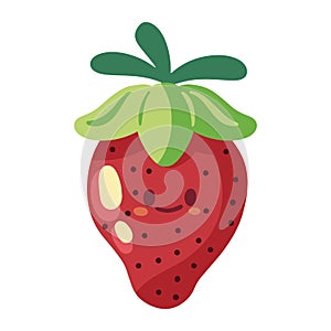 Bright and Modern Flat Design of a Strawberry Fruit Vector