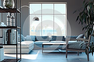 Bright modern living room interior. 3d rendering.