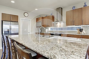 Bright modern open plan kitchen room interior