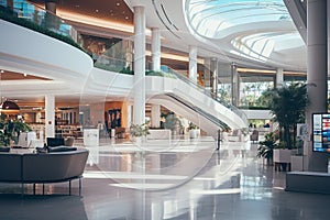 Bright modern shopping mall interior