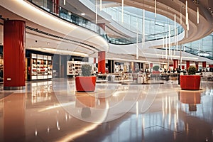 Bright modern shopping mall interior