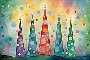 Bright modern watercolour style christmas scene