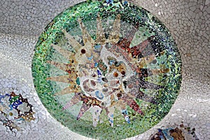 A bright mosaic panel from the park of Guel Barcelona. photo