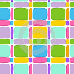 Bright mosaic seamless pattern of geometric shapes