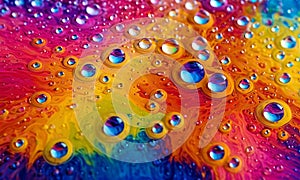 Bright multi-color background with drops and bubbles