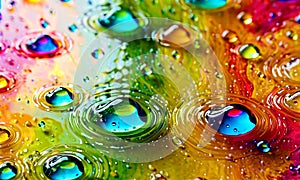 Bright multi-color background with drops and bubbles