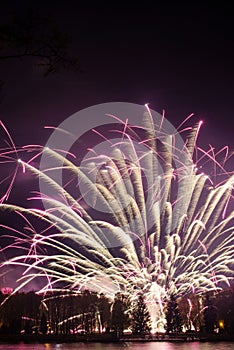 Bright multi-colored fireworks lights