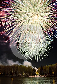 Bright multi-colored fireworks lights