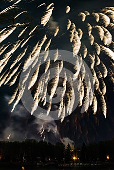 Bright multi-colored fireworks lights