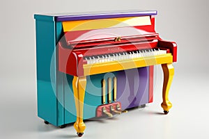 Bright multi-colored piano. Children\'s music school. Store of musical instruments. Generative AI