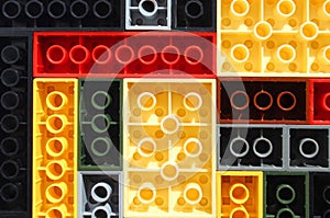 Bright multicolor texture of rectangular children`s building plates