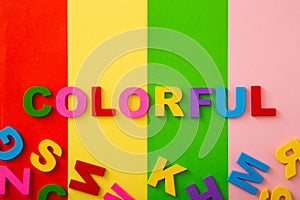 Bright multicolored alphabet with colorful wording background