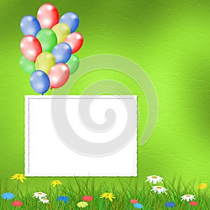 Bright multicolored background with balloon