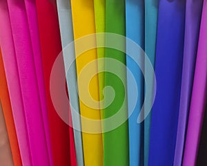 Bright multicolored fabric samples