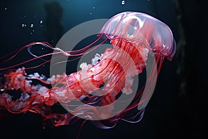 Bright multicolored jellyfish on black background