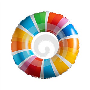 Bright multitone swim ring float against smooth white