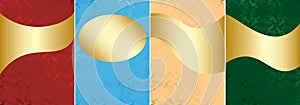 Bright music A4 backgrounds with golden abstractions - vector set