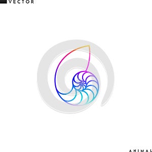 Bright nautilus shell. Outline style