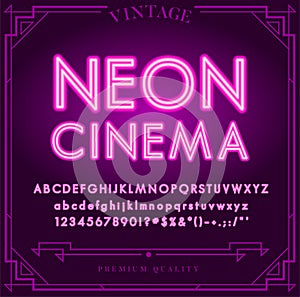 Bright Neon Alphabet Letters, Numbers and Symbols Sign in Vector. Night Show.