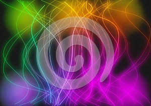 Bright neon background lines circles photo