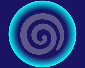 Bright neon blue circle ball on white background