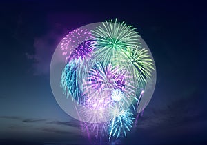 Bright Neon Fireworks Display Background