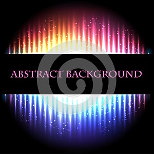 Bright neon glowing abstract background with stripe for text and highlights