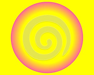 Bright neon yellow pink circle ball on white background