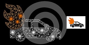 Bright Net Burn Car Icon with Glare Light Spots