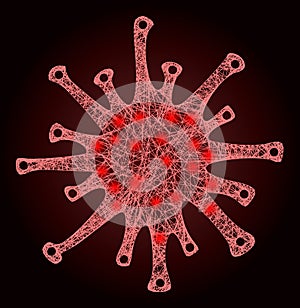 Bright Network Mesh Sars Virus with Glare Spots