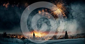 Bright night sky with fireworks