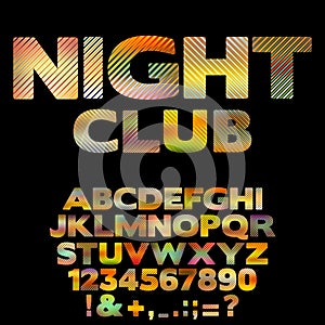 Bright NightClub retro font with numbers