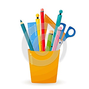 Bright Office and education equipment. Cup for pens and pencils.