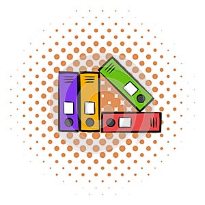 Bright office folders icon, comics style