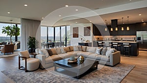 Bright Open-Plan Living and Kitchen Space Featuring a Modern Dining Area