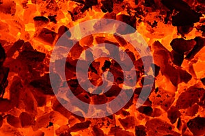 Enriched anthracite coal burns with a bright fire.