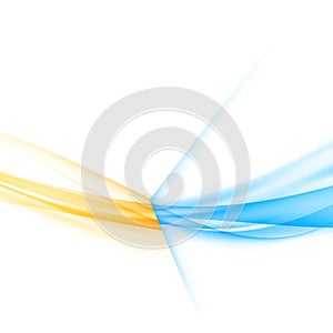 Bright orange and blue abstract conceptual swoosh wave backgroun