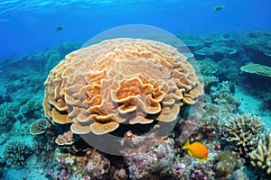 bright orange brain coral in a shallow reef