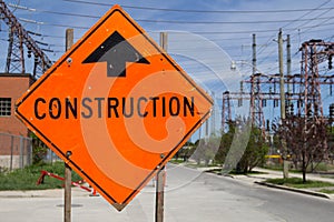 Bright Orange Construction Sign