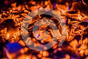 Bright Orange Embers in a wood Stove