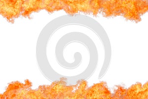 Bright orange flame border template isolated