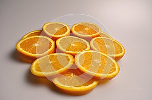 Bright orange orange sliced into slices