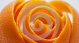 Bright Orange Peel Spiral Close Up