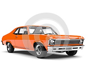 Bright orange restored vintage muscle car