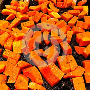 Bright orange roasted butternut squash.