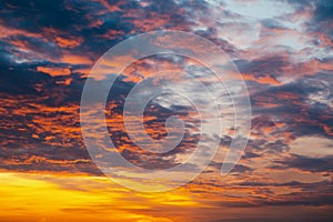 Bright orange sky and light of the sun