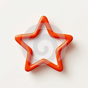 Bright Orange Star Shape on White Background